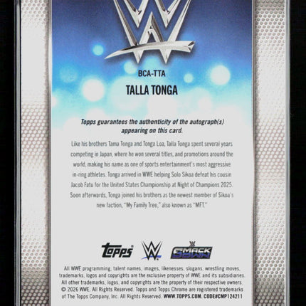2026 Topps Chrome WWE Talla Tonga #BCA-TTA RC 3/5 Auto