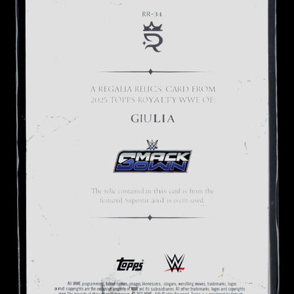 2025 Topps Royalty WWE Giulia #RR-34 06/10 Relic Memorabilia
