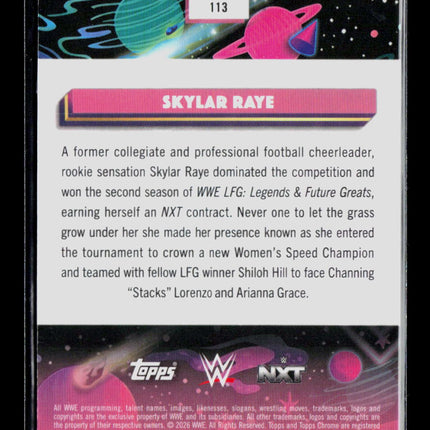 2026 Topps Chrome WWE Skylar Raye #113 Pink Lava RC 124/299