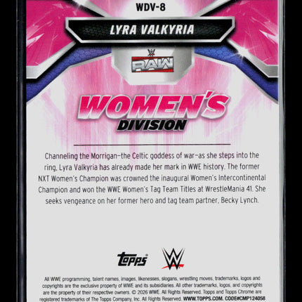 2026 Topps Chrome WWE Lyra Valkyria #WDV-8 Gold Refractor 23/50