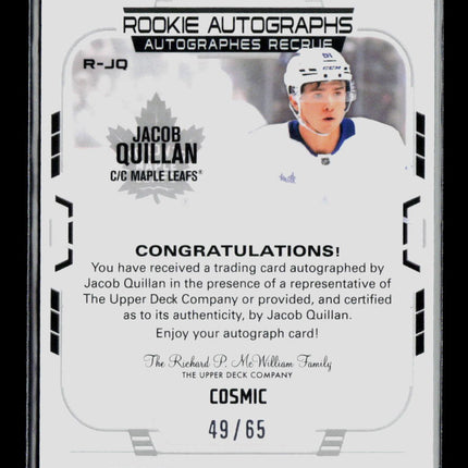 2026 O-Pee-Chee Platinum Jacob Quillan #R-JQ Cosmic 49/65 Auto
