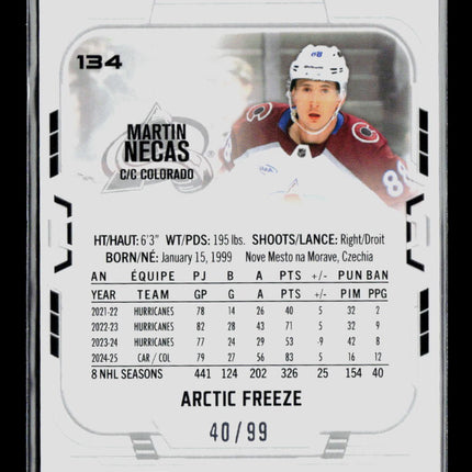2026 O-Pee-Chee Platinum Martin Necas #134 Arctic Freeze 40/99