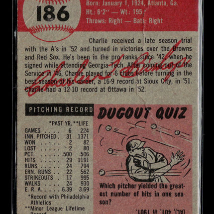 1953 Topps Charlie Bishop #186