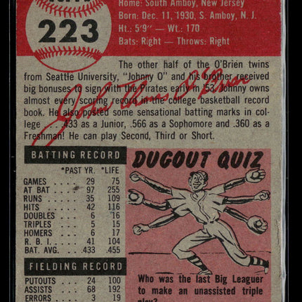 1953 Topps John O'Brien Johnny O'Brien #223