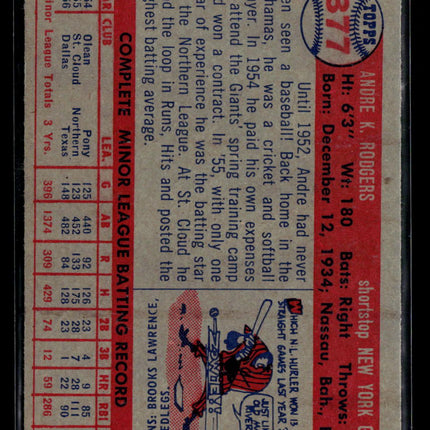 1957 Topps Andre Rodgers #377