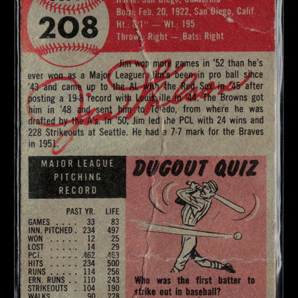 1953 Topps Jim Wilson #208