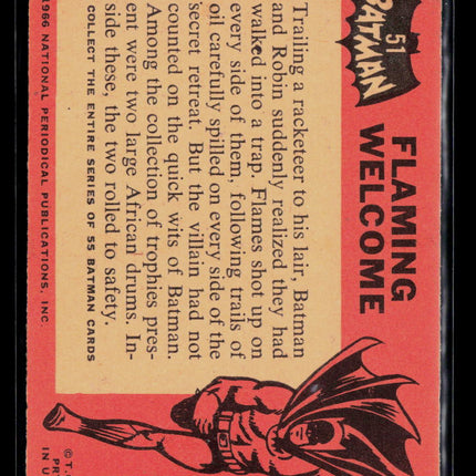 1966 Topps Batman (Black Bat) #51 Flaming Welcome