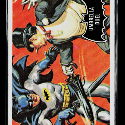 1966 Topps Batman Black Bat #23 Umbrella Duel