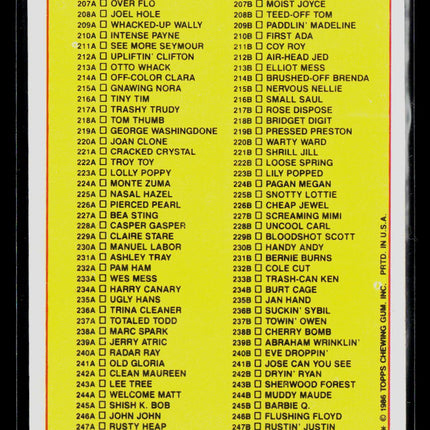 1986 Topps Garbage Pail Kids Original Series 6 Sticker Checklist #248b