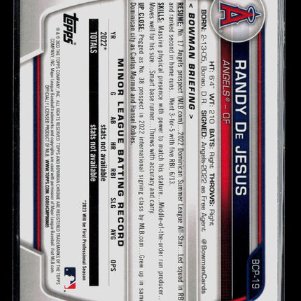 2023 Bowman Chrome Randy De Jesus #BCP-19