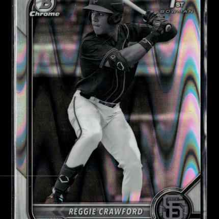 2022 Bowman Chrome Draft Reggie Crawford #BDC-33 Black & White RayWave Refractor