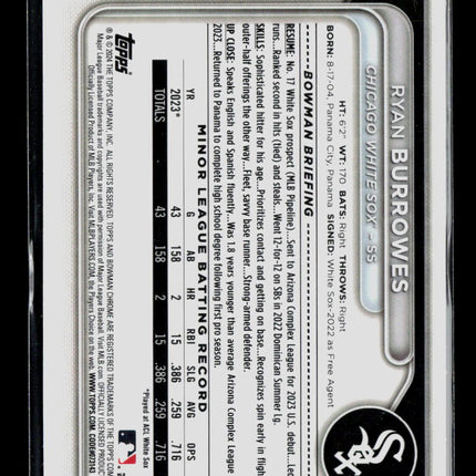 2024 Bowman Chrome Ryan Burrowes #BCP-119