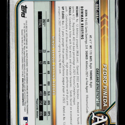 2022 Bowman Chrome Draft Pedro Pineda #BDC-181