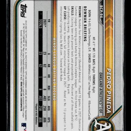 2022 Bowman Chrome Pedro Pineda #BCP-94 Prospects Sapphire