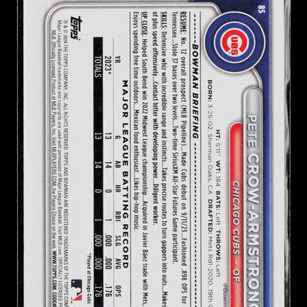 2024 Bowman Pete Crow-Armstrong #85 RC