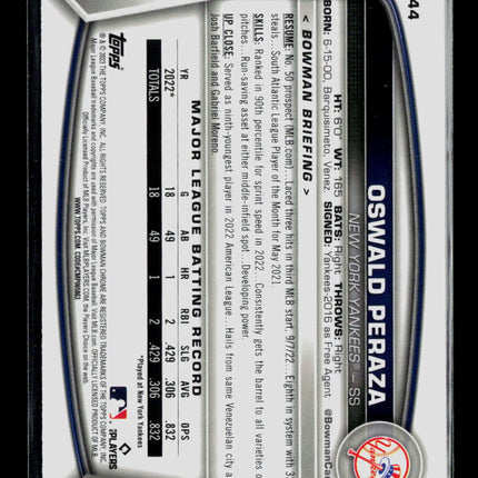 2023 Bowman Chrome Oswald Peraza #44