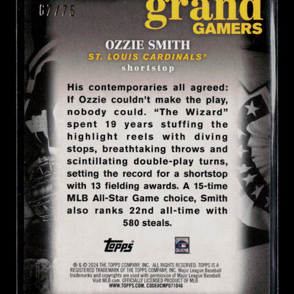 2024 Topps Grand Gamers Ozzie Smith #GOG-10 67/75