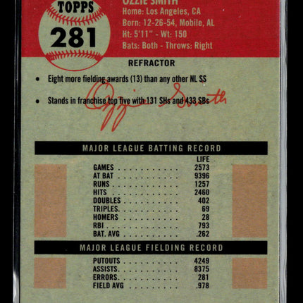 2022 Topps Chrome Platinum Anniversary Ozzie Smith #281 Refractor