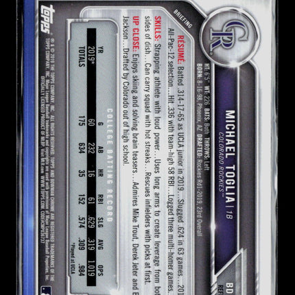 2019 Bowman Chrome Draft Michael Toglia #BDC-64 Refractor