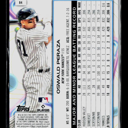 2023 Topps Chrome Cosmic Oswald Peraza #84 RC