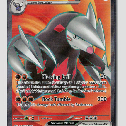 Pokemon 2025 Black Bolt Excadrill EX SR FA #160/86
