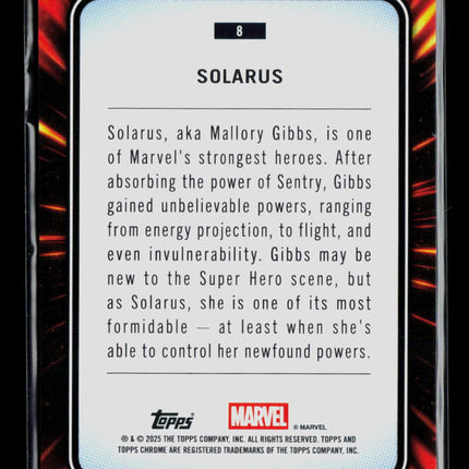2025 Topps Chrome Marvel Sapphire Mallory Gibbs Solarus 1st Appearance #8