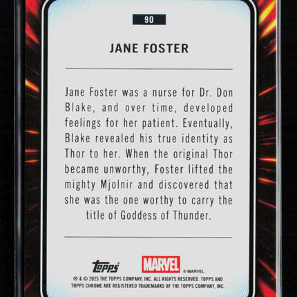 2025 Topps Chrome Marvel Sapphire Valkyrie Jane Foster Mighty Thor #90