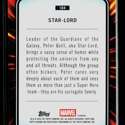 2025 Topps Chrome Marvel Sapphire Star-Lord Peter Quill #104