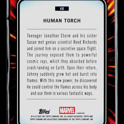 2025 Topps Chrome Marvel Sapphire Human Torch #40
