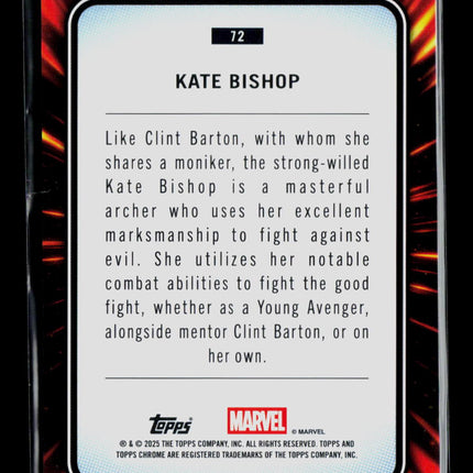 2025 Topps Chrome Marvel Sapphire Kate Bishop #72