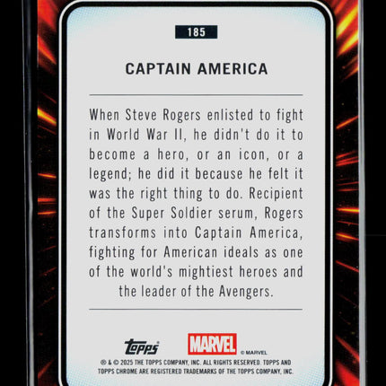 2025 Topps Chrome Marvel Sapphire Steve Rogers Captain America #185