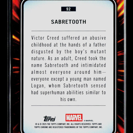 2025 Topps Chrome Marvel Sapphire Sabretooth #92