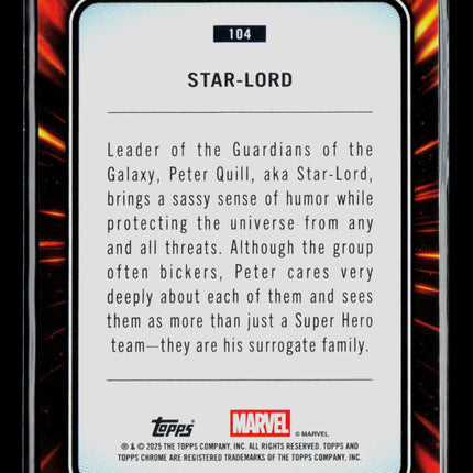 2025 Topps Chrome Marvel Sapphire Star-Lord Peter Quill #104