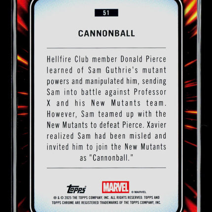 2025 Topps Chrome Marvel Sapphire Cannonball Sam Guthrie #51