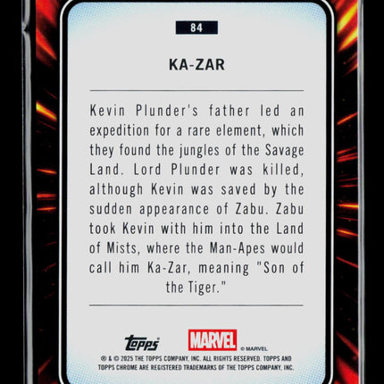 2025 Topps Chrome Marvel Sapphire Ka-Zar #84