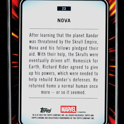 2025 Topps Chrome Marvel Sapphire Richard Rider Nova #23