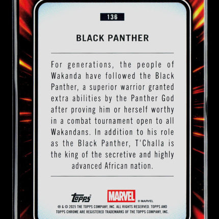 2025 Topps Chrome Marvel Sapphire T'Challa Black Panther #136