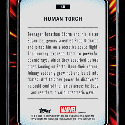 2025 Topps Chrome Marvel Sapphire Human Torch #40