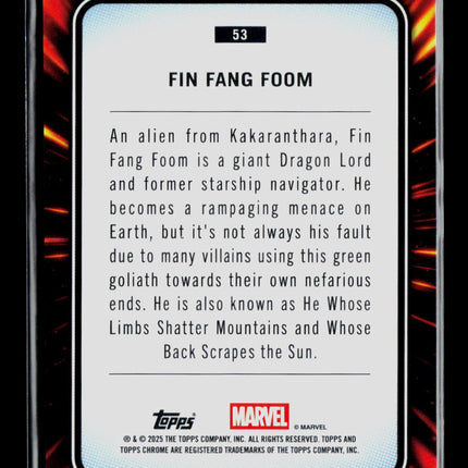 2025 Topps Chrome Marvel Sapphire Fin Fang Foom #53