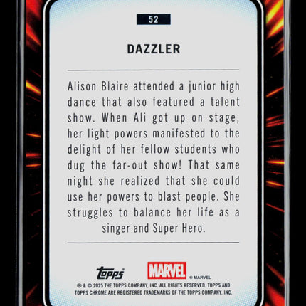 2025 Topps Chrome Marvel Sapphire Dazzler #52