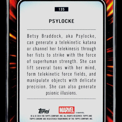 2025 Topps Chrome Marvel Sapphire Psylocke Betsy Braddock #135