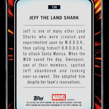 2025 Topps Chrome Marvel Sapphire Jeff the Land Shark #156