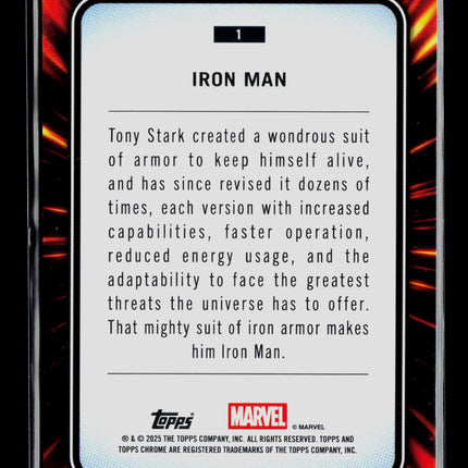 2025 Topps Chrome Marvel Sapphire Iron Man Tony Stark #1
