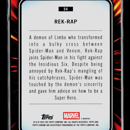 2025 Topps Chrome Marvel Sapphire Rek-Rap Spider-Man #54