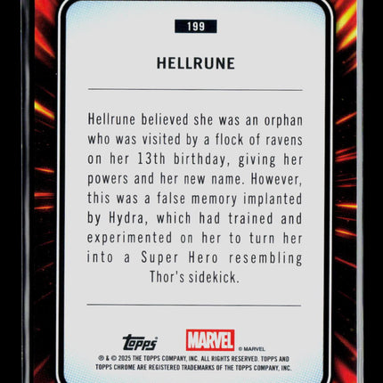 2025 Topps Chrome Marvel Sapphire Hellrune 1st Appearance #199