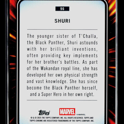2025 Topps Chrome Marvel Sapphire Shuri #96