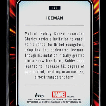 2025 Topps Chrome Marvel Sapphire Bobby Drake Iceman #179