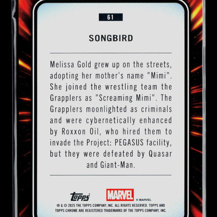 2025 Topps Chrome Marvel Sapphire Songbird #61