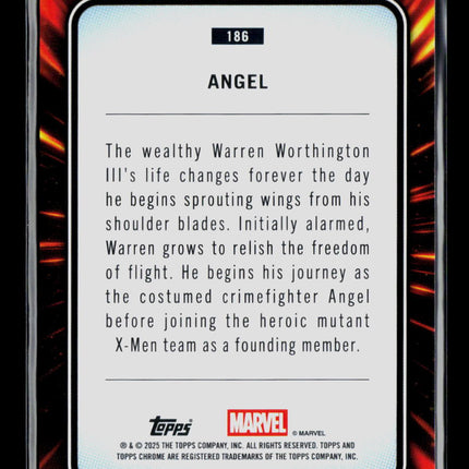2025 Topps Chrome Marvel Sapphire Warren Worthington III Angel #186