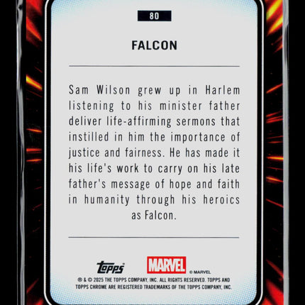 2025 Topps Chrome Marvel Sapphire Falcon Sam Wilson #80